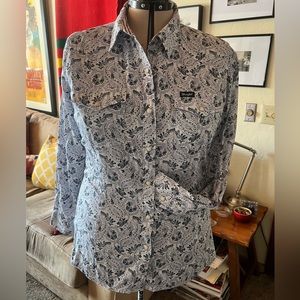 Wrangler Blue and White Paisley Snap Shirt